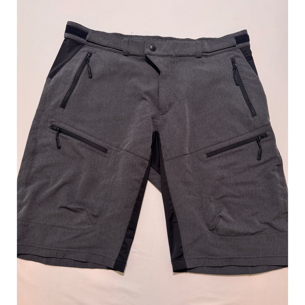 MTB Mens Charcoal Gray Mountain Bike Cycling Shorts XXL Zipper Pockets Stretch - Picture 1 of 7
